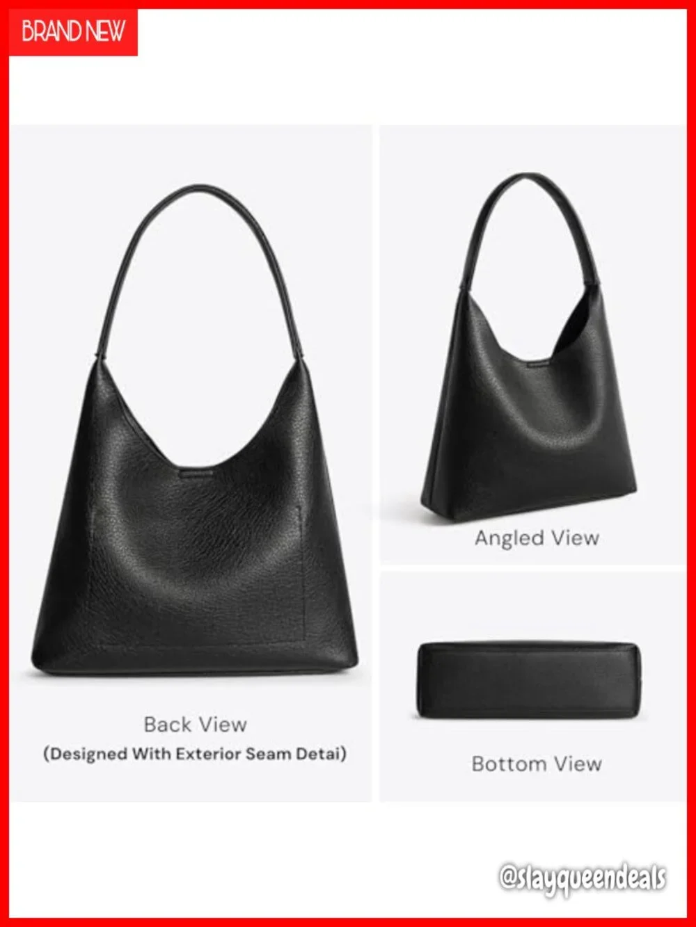 Slouchy Hobo Shoulder Bag Soft Vegan Leather Magnetic Small Everyday Purse